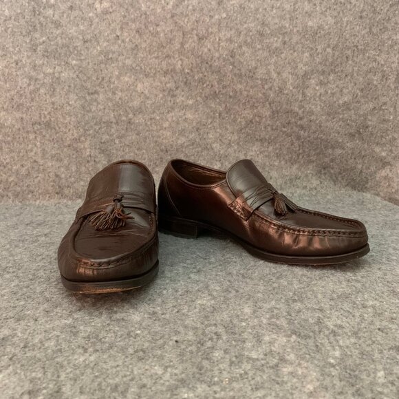 Florsheim Men’s Brown Leather Tassel Loafers Slip On Shoes - Picture 3 of 11